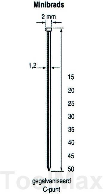 Dutack 1.2mm RVS minibrads | 40mm | 5000 stuks 5134040