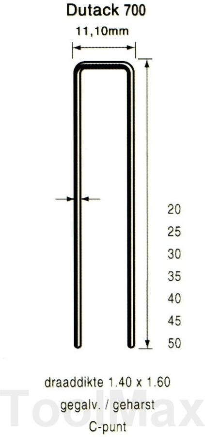 Dutack 11.1mm nieten | 40mm | 10.000 stuks 5056042