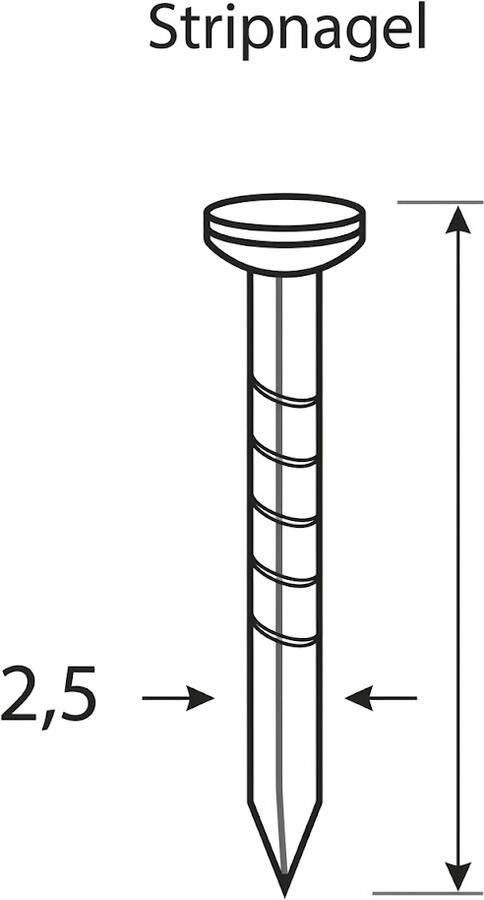 Dutack Nagel staal ball 2.5mm 22mm ds 1 duizend 5211003
