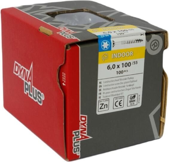 Dynaplus Constructieschroef Verzinkt Platkop Deeldraad +Snijpunt Torx TX30 6.0X200 80 | 100 stuks 0281.01.51401 - Foto 10