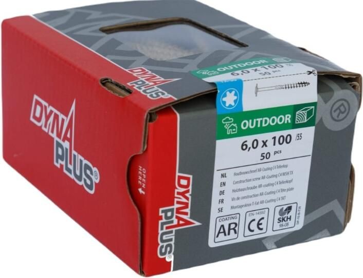 Dynaplus Houtbouwschroef Ar-Bronze Tellerkop deeldraad +Snijpunt Torx TX30 6.0X100 55 | 50 stuks 0286.08.50601