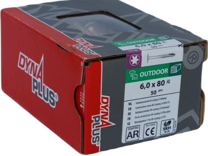 Dynaplus Houtbouwschroef Ar-Bronze Tellerkop deeldraad +Snijpunt Torx TX40 8.0X350 100 | 50 stuks 0286.08.64151 - Foto 6