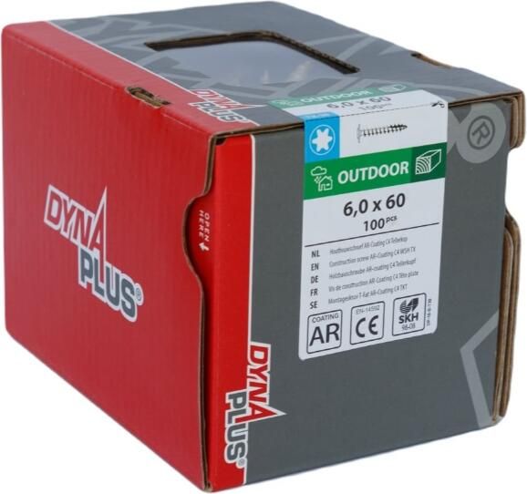 Dynaplus Houtbouwschroef Ar-Bronze Tellerkop Voldraad +Snijpunt Torx TX30 6.0X60 | 100 stuks 0286.08.50001