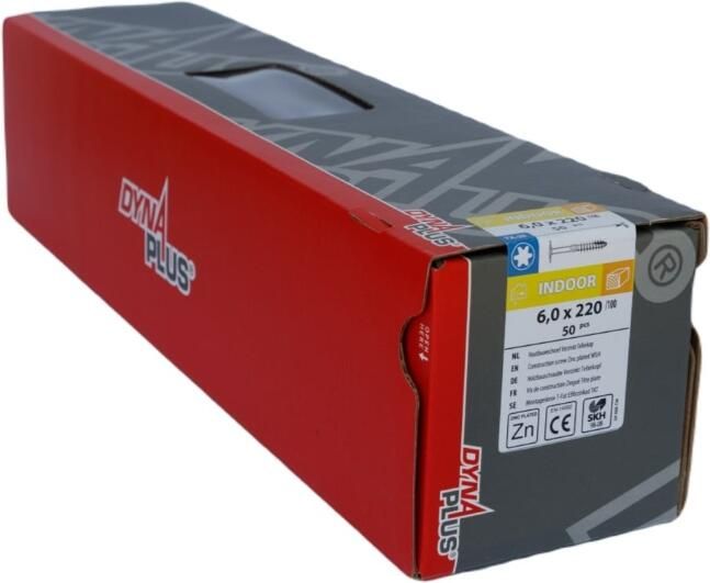 Dynaplus Houtbouwschroef Verzinkt Tellerkop Deeldraad +Snijpunt Torx TX40 10.0X250 100 | 25 stuks 0286.01.71651 - Foto 10