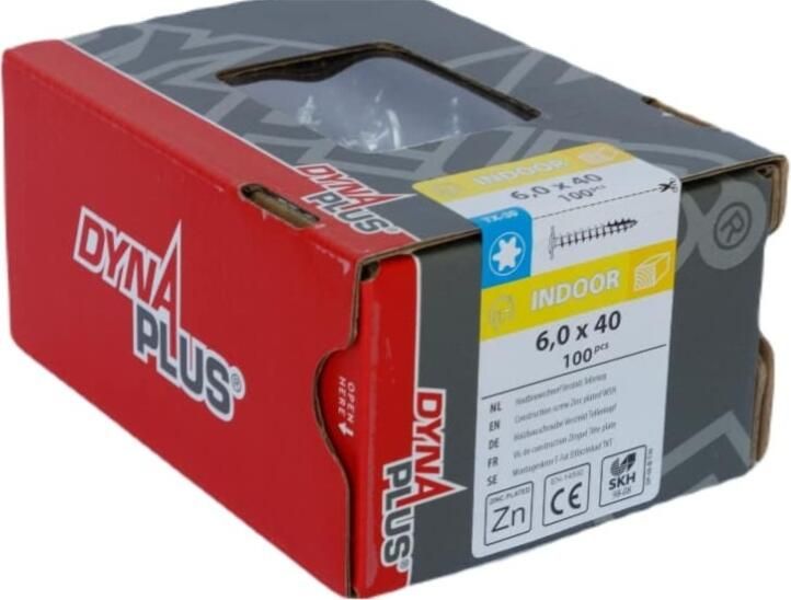 Dynaplus Houtbouwschroef Verzinkt Tellerkop Deeldraad +Snijpunt Torx TX40 10.0X250 100 | 25 stuks 0286.01.71651 - Foto 8