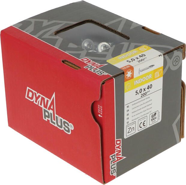 Dynaplus Houtbouwschroef Verzinkt Tellerkop Voldraad +Snijpunt Torx TX25 5.0X40 | 200 stuks 0286.01.41601