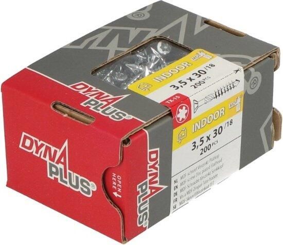Dynaplus Mdf-Schroef Verzinkt Platkop Deeldraad-75° Torx TX15 3.5X30 18 | 200 stuks 0287.01.17201