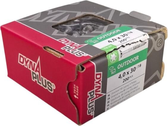 Dynaplus Unischroef Spaanplaatschroef Ar-Coating Platkop Deeldraad Torx TX20 4.0X30 18 | 200 stuks 0281.08.25202 - Foto 2
