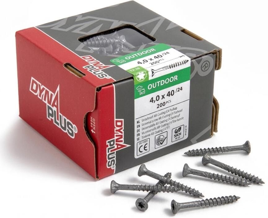 Dynaplus Unischroef Spaanplaatschroef Ar-Coating Platkop Deeldraad Torx TX20 4.0X50 30 | 200 stuks 0281.08.25902 - Foto 2