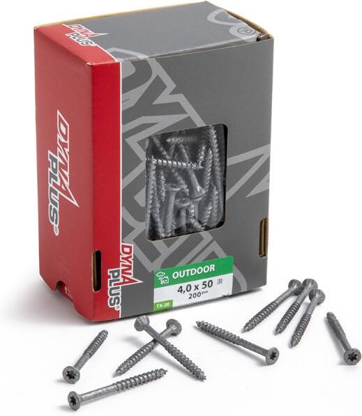 Dynaplus Unischroef Spaanplaatschroef Ar-Coating Platkop Deeldraad Torx TX20 4.0X50 30 | 200 stuks 0281.08.25902