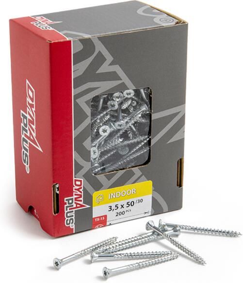 Dynaplus Constructieschroef Verzinkt Platkop Deeldraad +Snijpunt Torx TX30 6.0X200 80 | 100 stuks 0281.01.51401 - Foto 11
