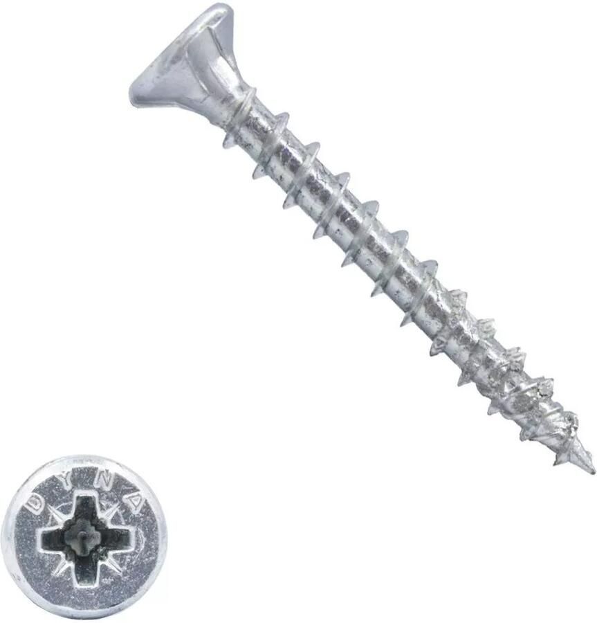 Dynaplus Unischroef Spaanplaatschroef VZ (Verzinkt) Pk (Platkop) PZ2 4.0X35 | 200 stuks 0280.01.25401 - Foto 3