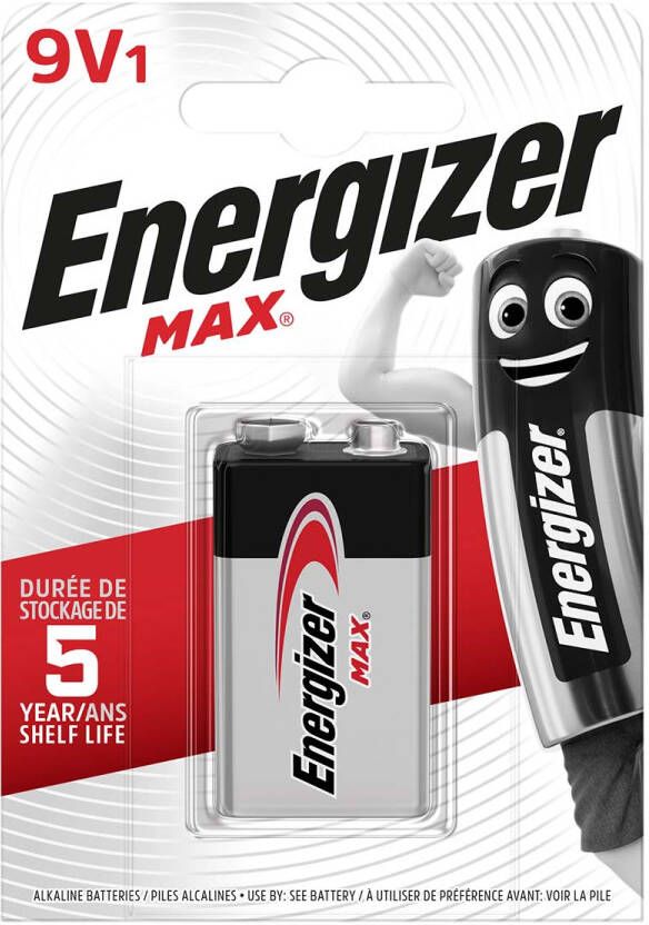 Energizer Alkaline-Batterij 9V | 6LR61 | Zilver Zwart | 12 stuks EN-MAX9V1