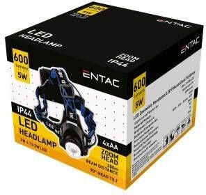Enzo Entac LED hoofdlamp zoom 5W aluminium zwart 4xAA