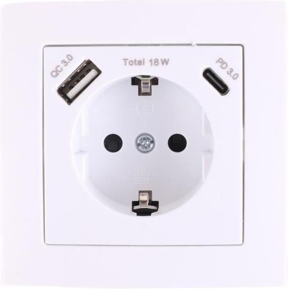 Enzo Benson inbouw stopcontact RA + USB + USB-C wit 4650012