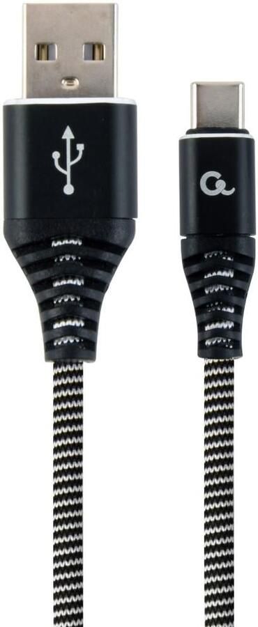 Enzo Cablexpert USB-C laadkabel 2m omvlochten zwart wit 9530141