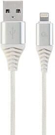 Enzo Cablexpert USB-Lightning laadkabel 1m omvlochten zilver wit 9530130