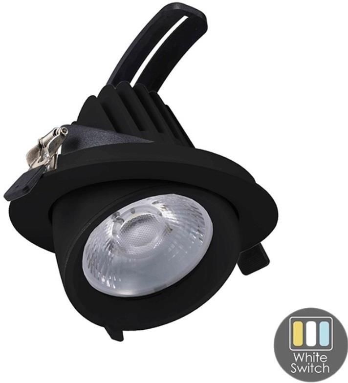 Enzo CCT LED downlighter zwart 30W banaan model 45gr. Tri-White LED2385