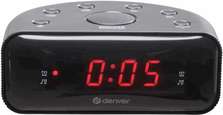 Enzo Denver Wekkerradio LED FM zwart dual alarm 8140211