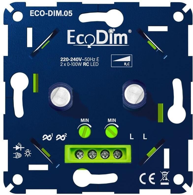 Enzo ECO LED dimmer DUO 2-100W EcoDim fase afsnijding 4355420