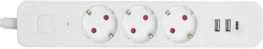 Enzo Entac TCD RA 3V 1 5m snoer met 2xUSB en 1xUSB-C +schakelaar wit 6872630