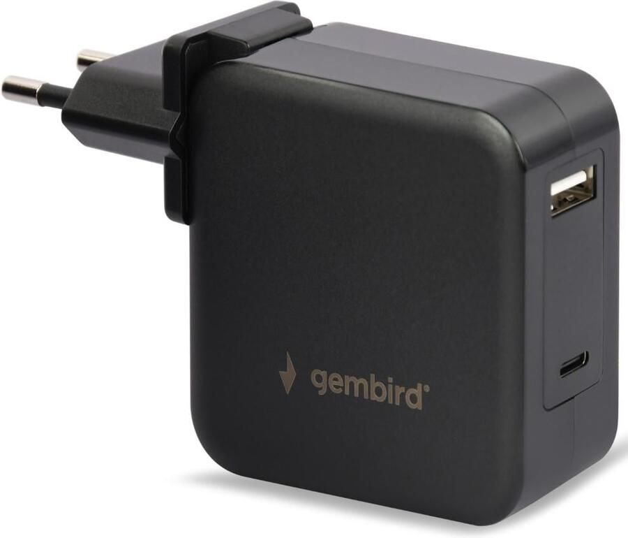 Enzo Gembird USB-C snellader-laptopvoeding 60W USB + USB-C zwart 9550195
