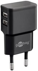 Enzo Goobay USB lader haaks dubbel 2 4A zwart 9550140
