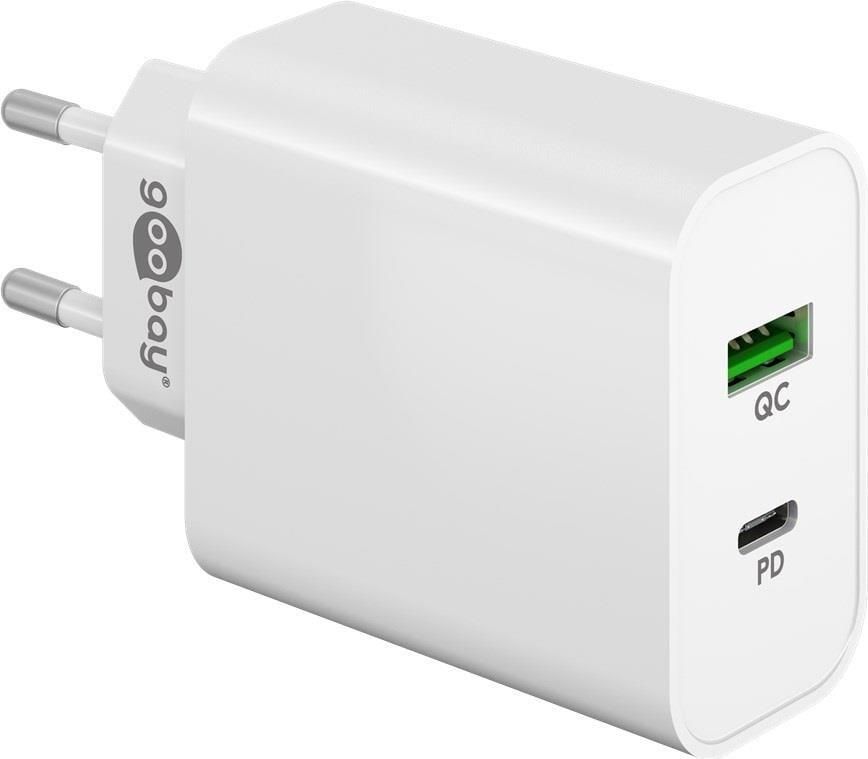 Enzo Goobay USB + USB-C snellader 45W wit 9550194