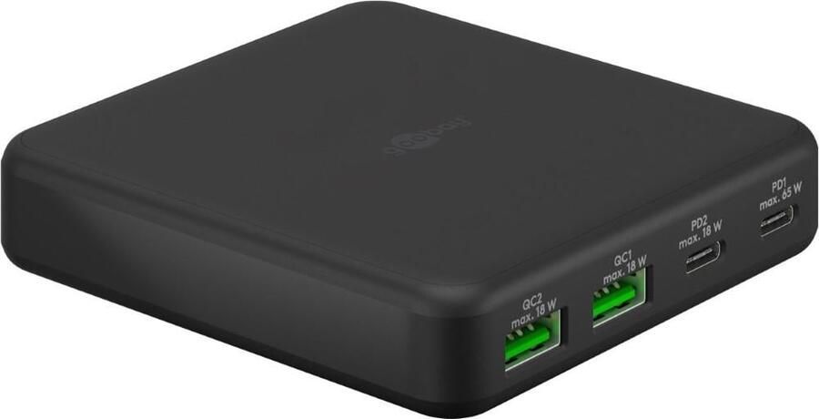 Enzo Goobay USB + USB-C snellader tafelmodel 4 poorts 65w zwart 9550170