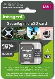 Integral 128 GB Security Camera microSD-kaart voor Dash Cams Home Cams CCTV Body Cams & Drones INMSDX128G10SE