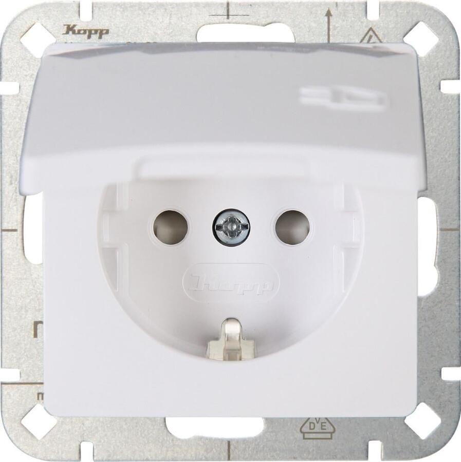 Enzo Kopp HK05 arctic wit inbouw stopcontact RA met deksel 4621510