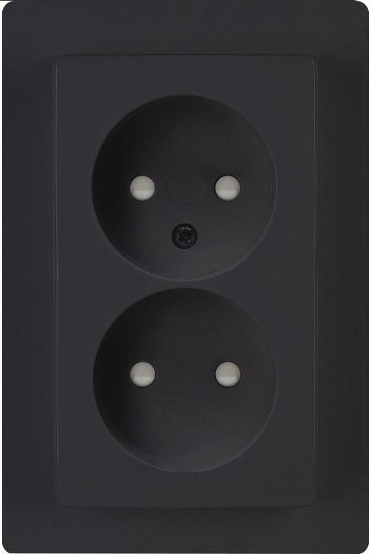 Enzo Kopp HK05 mat zwart inbouw stopcontact dubbel 4621715 - Foto 2