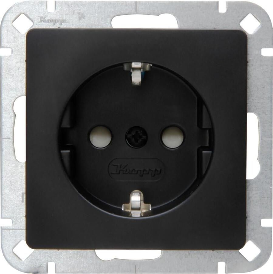 Enzo Kopp HK05 mat zwart inbouw stopcontact RA + kinderbeveiliging 4621700