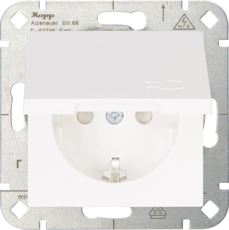 Enzo Kopp HK07 PURE mat wit inbouw stopcontact RA met deksel + kinderbeveiliging 4624150
