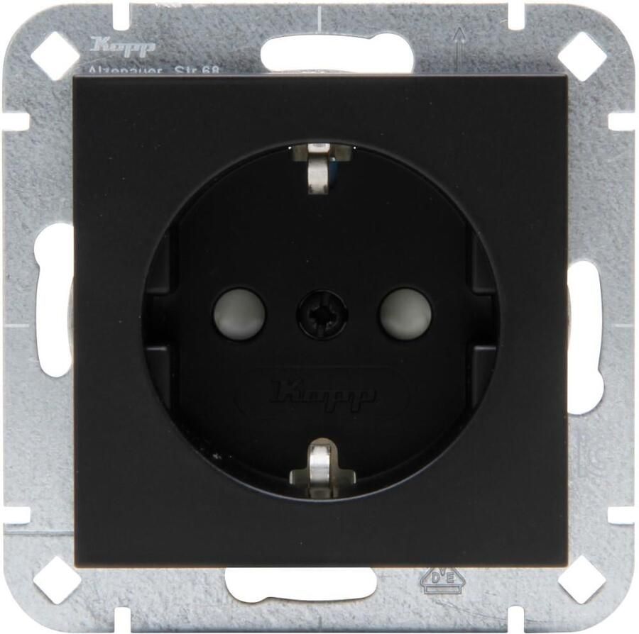 Enzo Kopp HK07 PURE mat zwart inbouw stopcontact RA + kinderbeveiliging 4624610