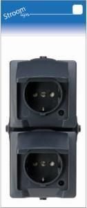Enzo Kopp SWD opbouw stopcontact RA dubbel verticaal antraciet 6628230
