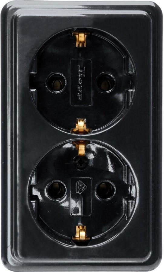 Enzo Kopp ZWART opbouw stopcontact RA dubbel 4626110