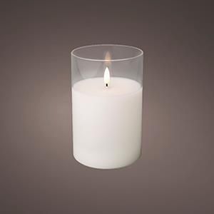 Enzo LED flakkerkaars in glas 10x15cm wit 5509680