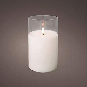 Enzo LED flakkerkaars in glas 10x17 5cm wit 5509685