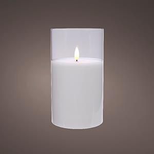 Enzo LED flakkerkaars in glas 7 5x12 5cm wit 5509660