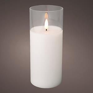 Enzo LED flakkerkaars in glas 7 5x17 5cm wit 5509670