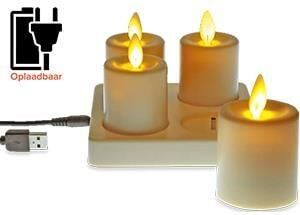Enzo LED kaarsen oplaadbaar ivoor set met 4 stuks 5510014