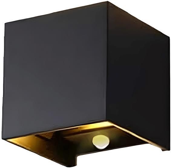 Enzo LED Wandlamp 2x3W up&down vierkant zwart 2700K + sensor 5082077