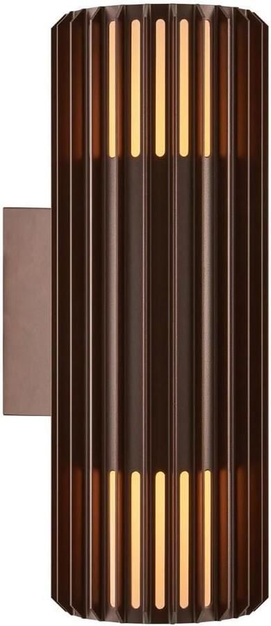 Enzo Nordlux Wandlamp Aludra rond dubbel 2x E27 bruin IP54 4800945