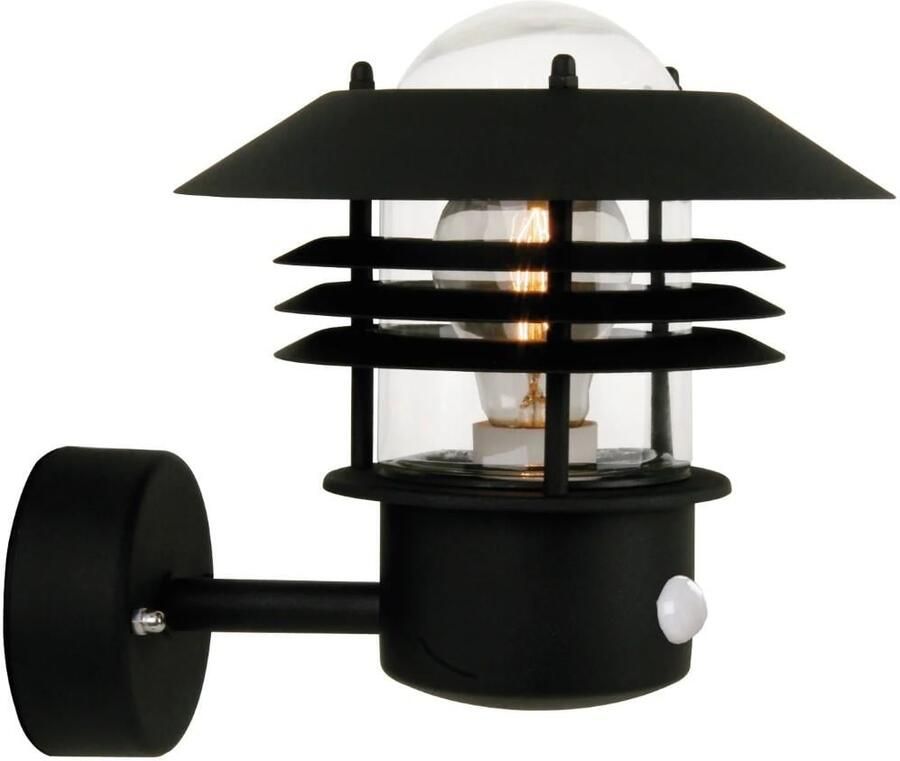 Enzo Nordlux Wandlamp Vejers met sensor E27 zwart IP44 4800925