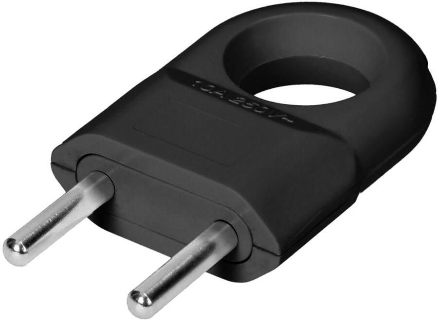 Enzo Orno Stekker euro met trekoog zwart 6140236