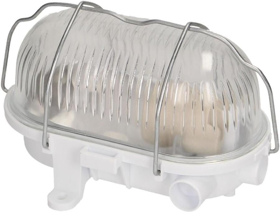 Enzo Orno Wandlamp E27 ovaal pvc met glas en metalen korf wit 5014312