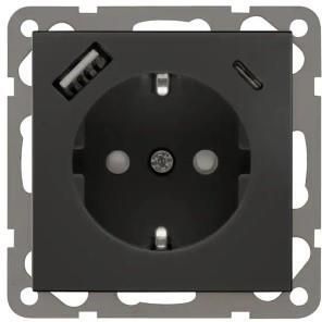 Enzo PEHA Badora MAT ZWART stopcontact RA + USB +USB-C 4603502