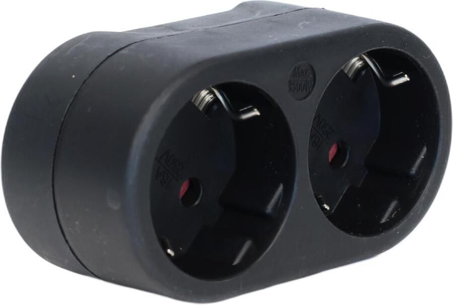 Enzo Randaarde stekkeradapter 2-voudig horizontaal zwart 6175912