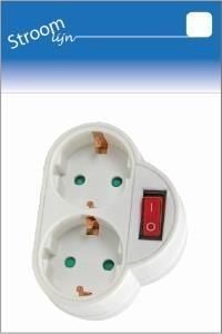 Enzo Randaarde stekkeradapter 2-voudig met schakelaar wit 6640885